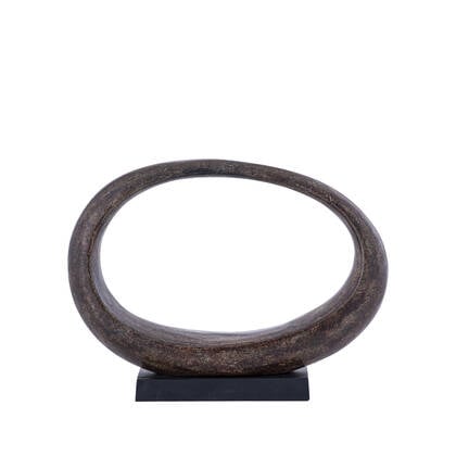PTMD Rhubie Brown Oval Alu Casted Statue On Base Wide Bruin