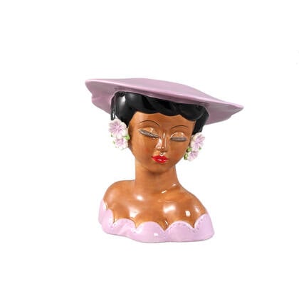 PTMD Lady Purple Ceramic Women With Hat Pot Paars