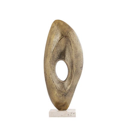 PTMD Kellaine Brass Casted Alu Statue Travertine Base Goud