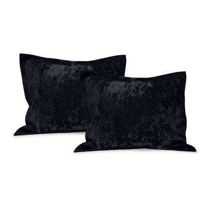LINNICK Velvet Kussensloop - black 60x70cm - Set van 2 Zwart