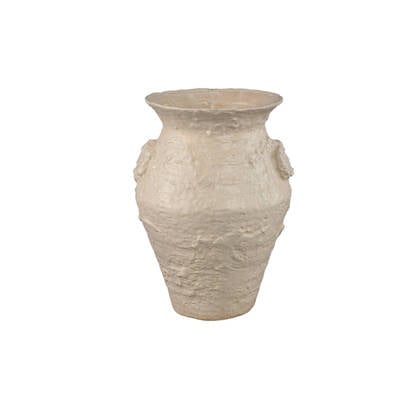 PTMD Leandra Beige Round Ceramic Jar Rough Structure M