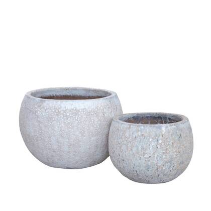 PTMD Caedyn White Round Ceramic Pot Rough Finish SV2 L Wit