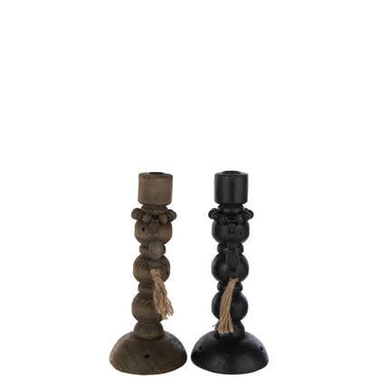 J-Line kaarshouder Louis - ijzer - zwart|bruin - 2 stuks Multicolor