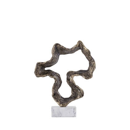 PTMD Maryan Brass Shaped Alu Casted Statue Marble BaseS Goud