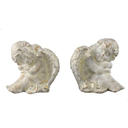 PTMD Chrisann Cream Cement Sitting Angel Statue S Grijs