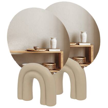 MISOU Make up Spiegel op Standaard Set van 2 Vensterbank Decoratie... Beige