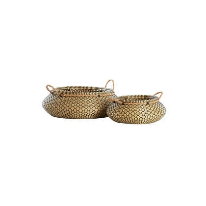 Light & Living - Mand TOMAZ - Ø59x27cm - Bruin - Set van 2