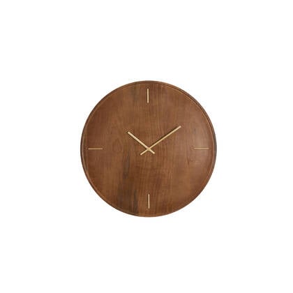 Light & Living Light&living Klok Ø56 cm VETI mango hout +goud Bruin