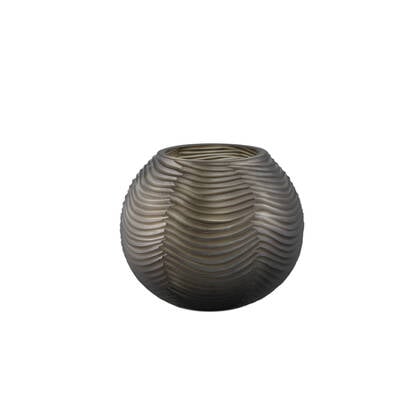 PTMD Elichi Brown Round Glass Vase Low Bruin