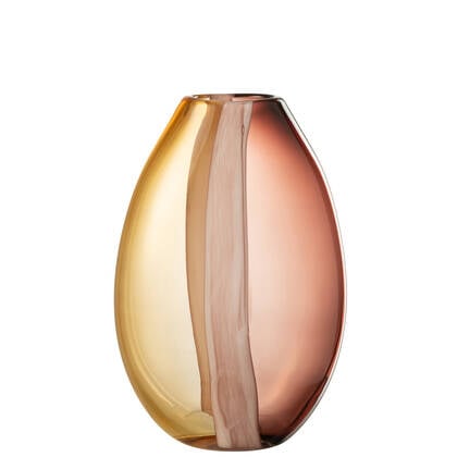 J-Line vaas Arun - glas - bruin|geel - large - Ø 13 cm Multicolor