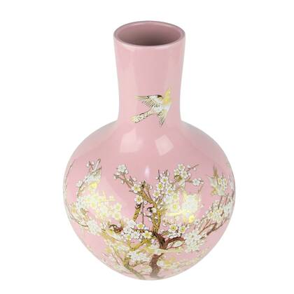 Fine Asianliving Chinese Vaas Roze Bloesems Multicolor