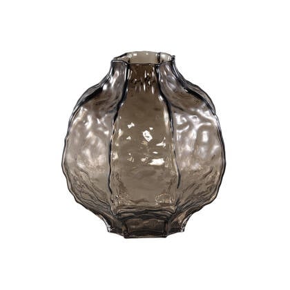 PTMD Narin Brown Round Shaped Glass Vase L Bruin
