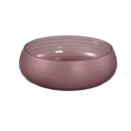 PTMD Nadah Pink Bowl Shaped Ribbed Glass Vase Roze