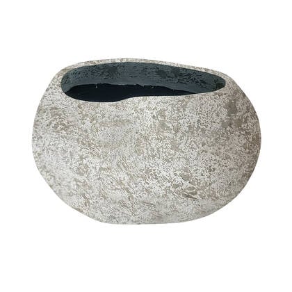 PTMD Hiranya White Round Organic Shaped GRC Pot L Wit