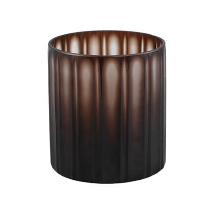 PTMD Linesa Brown Carved Glass Round Vase Matt Finish S Bruin