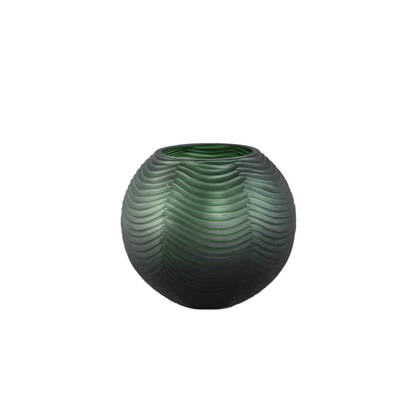 PTMD Elichi Green Round Glass Vase Low Groen