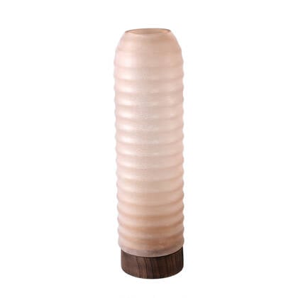 PTMD Yana Brown Matte Ribbed Glass Vase Round High L Bruin