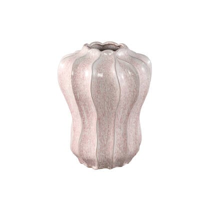 PTMD Hamish Pink Ceramic Round Wavy Shaped Vase L Roze