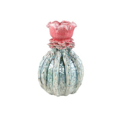 PTMD Tegain Petrol Pink Ceramic Flower Shape Vase S Roze
