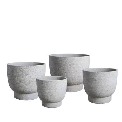 PTMD Pride White GRC Pot Round On Foot Set Of 4 Wit