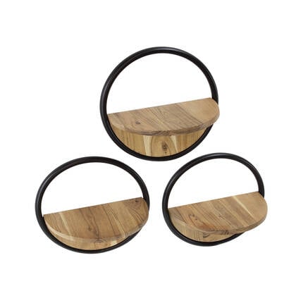 Hoyz Collection - Wandschap Rond Set-3 - Massief Acacia Naturel Bruin