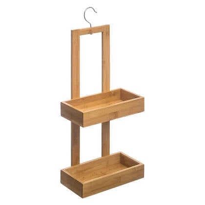 5five Doucherekje - 2 lagen - bamboe - met haak - 26 x 14 x 60 cm Bruin