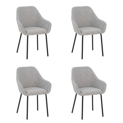 Lucy Eetkamerstoelen met armleuning - Grijs Stof - Set van 4