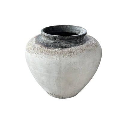 PTMD Jinsu White Round GRC Jar Pot W Dark Border M Wit