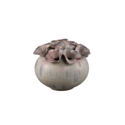 PTMD Jullia Lilac Ceramic Vase Flower Shaped Holes M Bruin