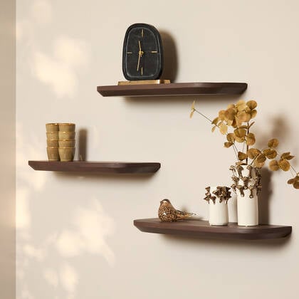 Starfurn Wandplank Gusta Walnut | 60 cm | Set van 3 Bruin
