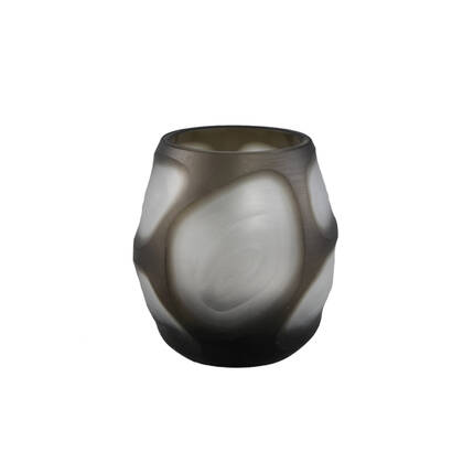 PTMD Azize Green Carved Glass Round Vase Round Motive Groen