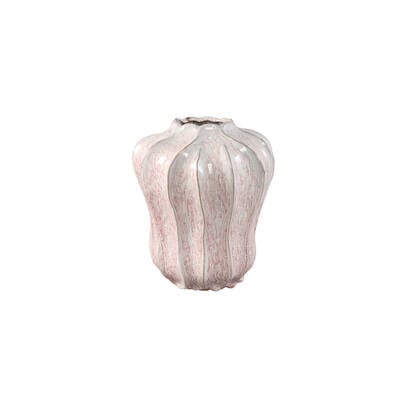 PTMD Hamish Pink Ceramic Round Wavy Shaped Vase S Roze