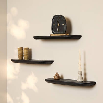 Starfurn Wandplank Gusta Black | 60 cm | Set van 3 Bruin