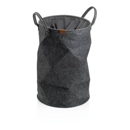 Kela - Wasmand met Trekkoord, 33 x 50 cm, Vilt, Rond, Donker Grijs - K