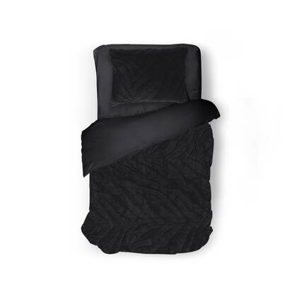 Eleganzzz Dekbedovertrek Jacquard Rabbit Fur - black Zwart