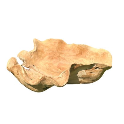 PTMD Loza Natural Teakwood Organic Shaped Bowl Multicolor