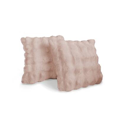 Eleganzzz Bubble Rabbit Fur Sierkussens - pink 50x50cm - Set van 2 Roze