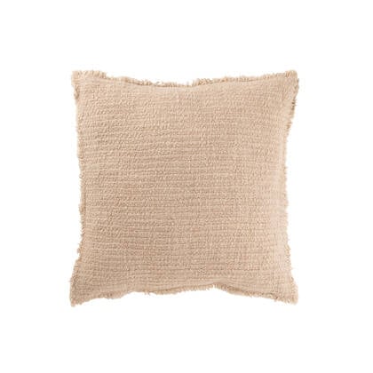 J-line - Kussen Gerafelde Randen Katoen|polyester Beige - 50x50x12cm