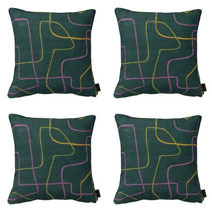 Madison - Sierkussen Joah green - Ca. 50x50 cm - Set van 4 Groen
