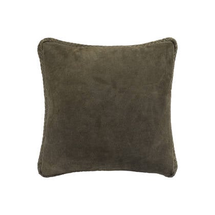 PTMD Suky Green Suede Leather Cushion Square S Groen