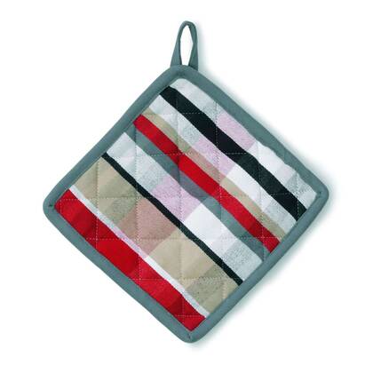 Kela - Pannenlap, Set van 4 stuks, Katoen, Grijs, Groen, Rood, 20 x 20