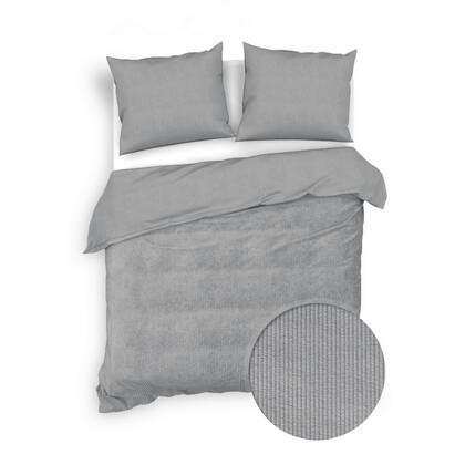 Zo Home Dekbedovertrek Katoen Velluto a Coste - lava grey Grijs