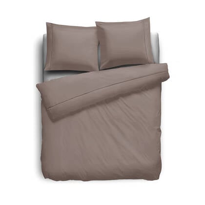 Eleganzzz Dekbedovertrek Uni Perkal Katoen Met Bies - Taupe