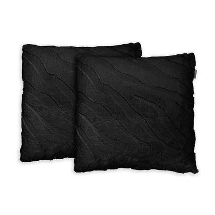 Eleganzzz Jacquard Rabbit Fur Sierkussens - black 50x50cm - Set van 2 Zwart