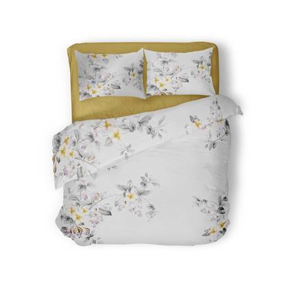Eleganzzz Dekbedovertrek Micropercal Delicate Floral - grey Grijs