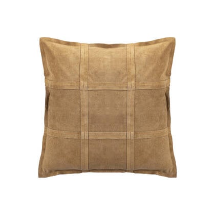 PTMD Cobie Camel Suede Leather Cushion Square S Bruin