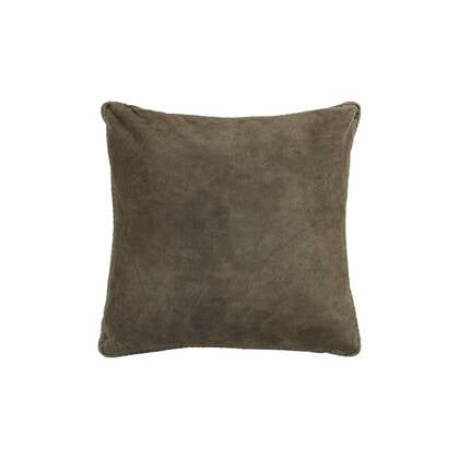 PTMD Suky Green Suede Leather Cushion Square L Groen