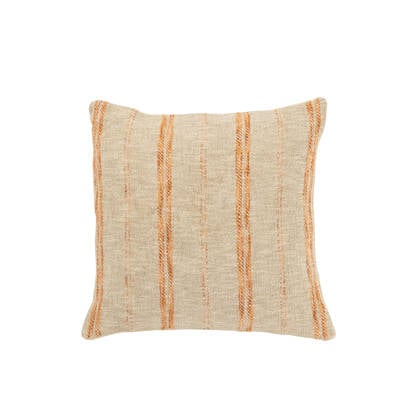 J-Line kussen Vierkant Strepen - linnen|katoen - beige|roest Oranje