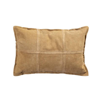 PTMD Cobie Camel Suede Leather Cushion Rectangle Bruin