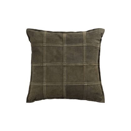 PTMD Cobie Green Suede Leather Cushion Square L Groen